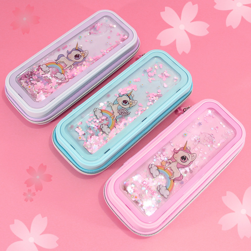 文具盒创意网红学生笔袋爱大少女心流沙容量抖音马可独角兽铅笔