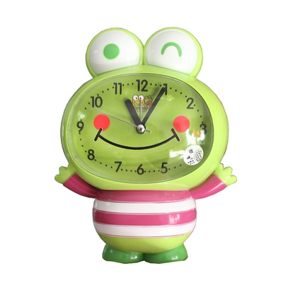 学生创意闹钟可爱卡通青蛙小表床头静音闹钟夜灯儿童定时起床钟.