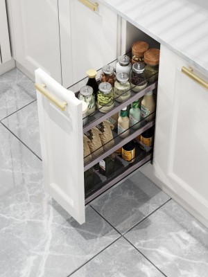 厨房橱柜拉篮玻璃窄柜调味篮迷你调料置物架储物2层3层底轨