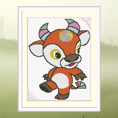 印花十字绣十二生肖牛2021新款线绣客厅儿童卧室小幅动物新手简.