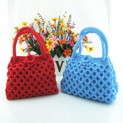 手工钩包成品给女友编织包空心线圈圈包女士手提包手工钩针材料包