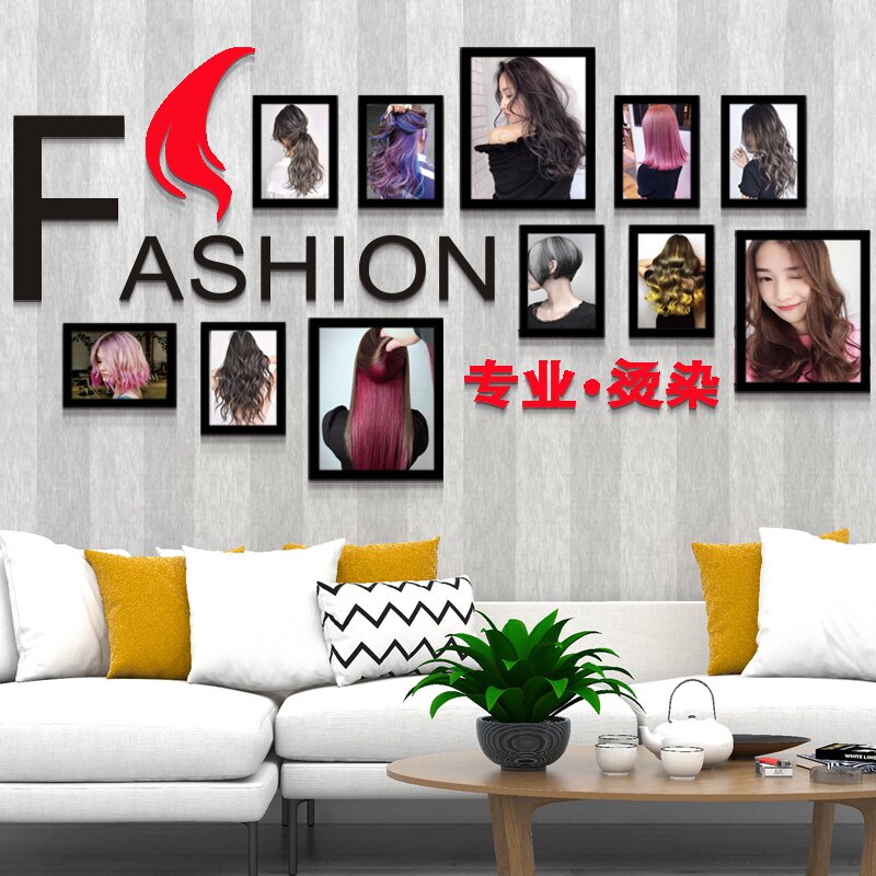 (今日8折)理发店墙壁装饰美发店发型图片照片墙发廊背景墙创意相框画