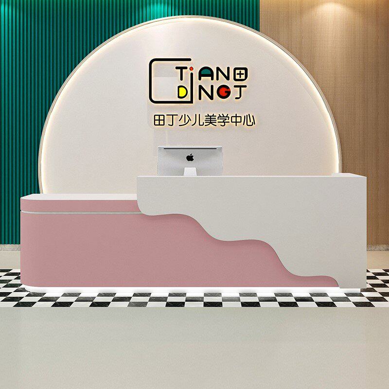 培训机构前台接待台学校教育吧台服务台桌早教中心烤漆幼儿园前台
