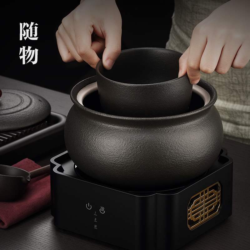 陶瓷煮茶器火山石古法煮茶炉家用煮茶壶电陶炉带盖煮茶碗茶具套装