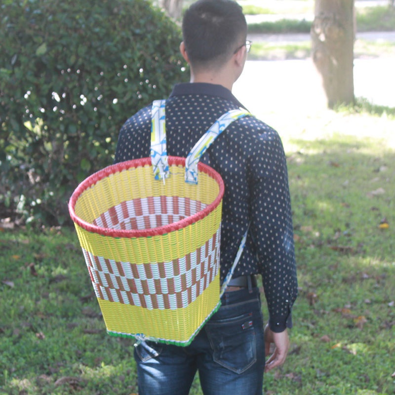 背篓买菜塑料手工编织家用背筐成人背篼竹编篮子采茶收纳背箩赶集