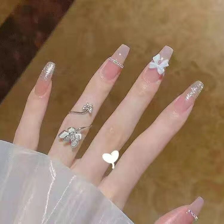 甲片成品长款法式美甲