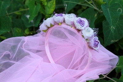 2019新款紫色公主纱发饰韩版头饰王冠头纱带女童花环发饰小孩子的