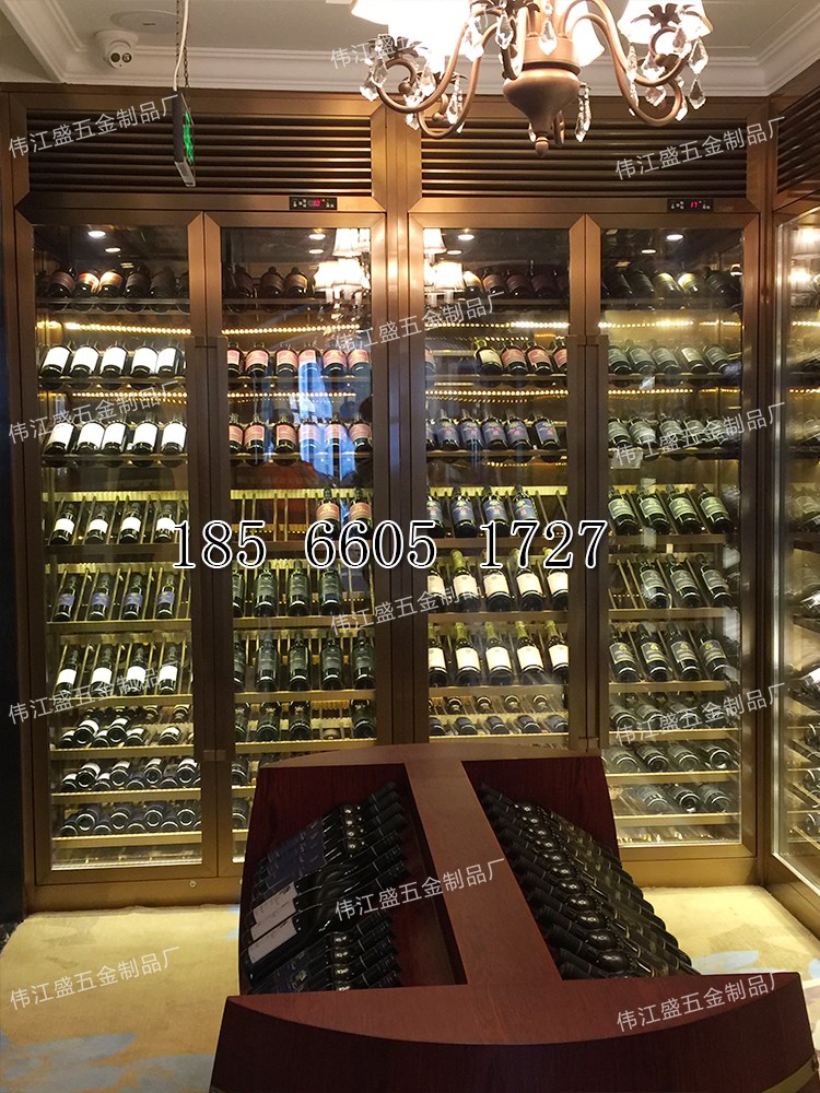 包邮不锈钢恒温红酒柜防潮展示柜地下室会所洋酒酒窖高端隔断定制