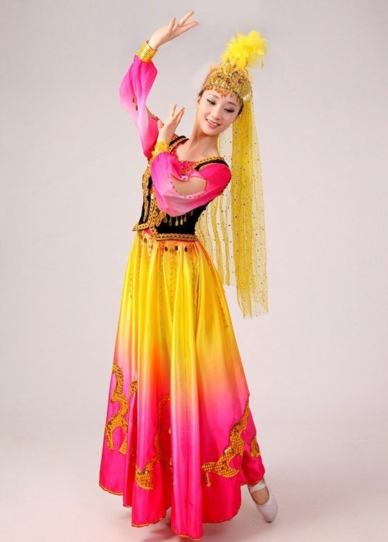 新疆舞蹈服长裙成人大摆裙民族舞开场舞服装维吾儿族舞蹈演出服女