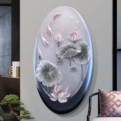 新中式3d立体浮雕画玄关入户装饰画走廊n过道背景墙画现代简约挂