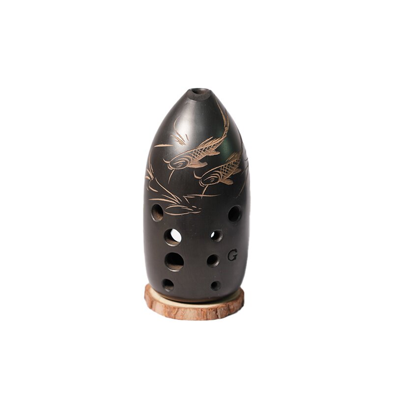 埙初学者十孔10孔双腔笔筒i黑陶埙