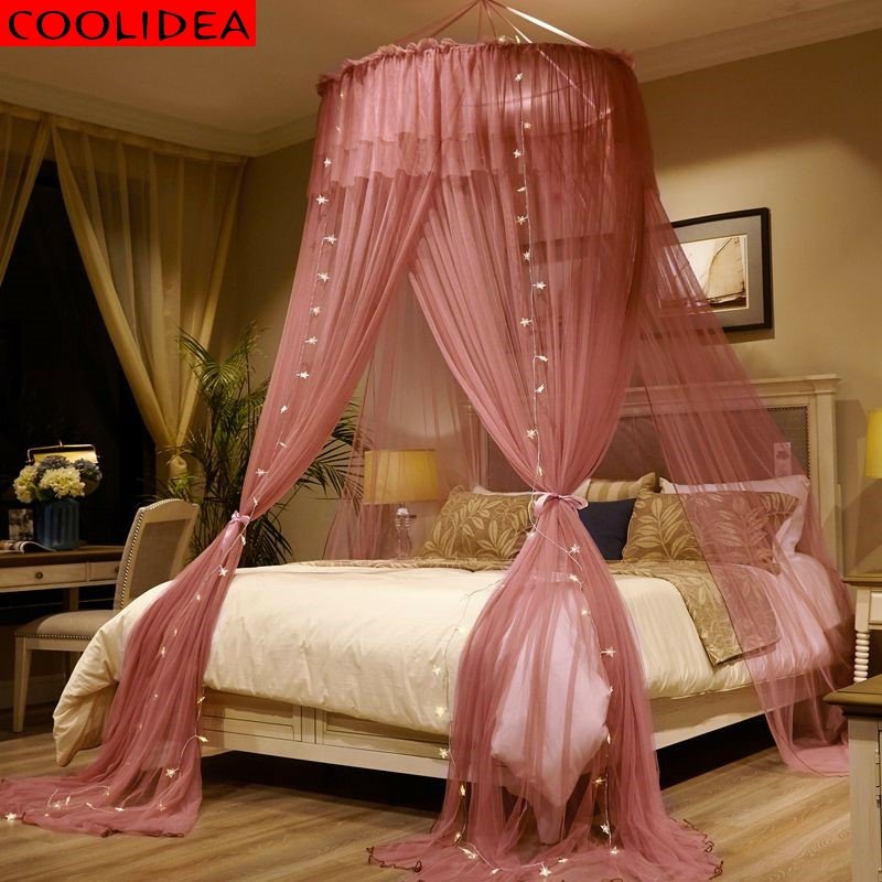 床幔s公主韩式免打孔简约梦幻床幔卧室床头公主风纱幔儿童房吊