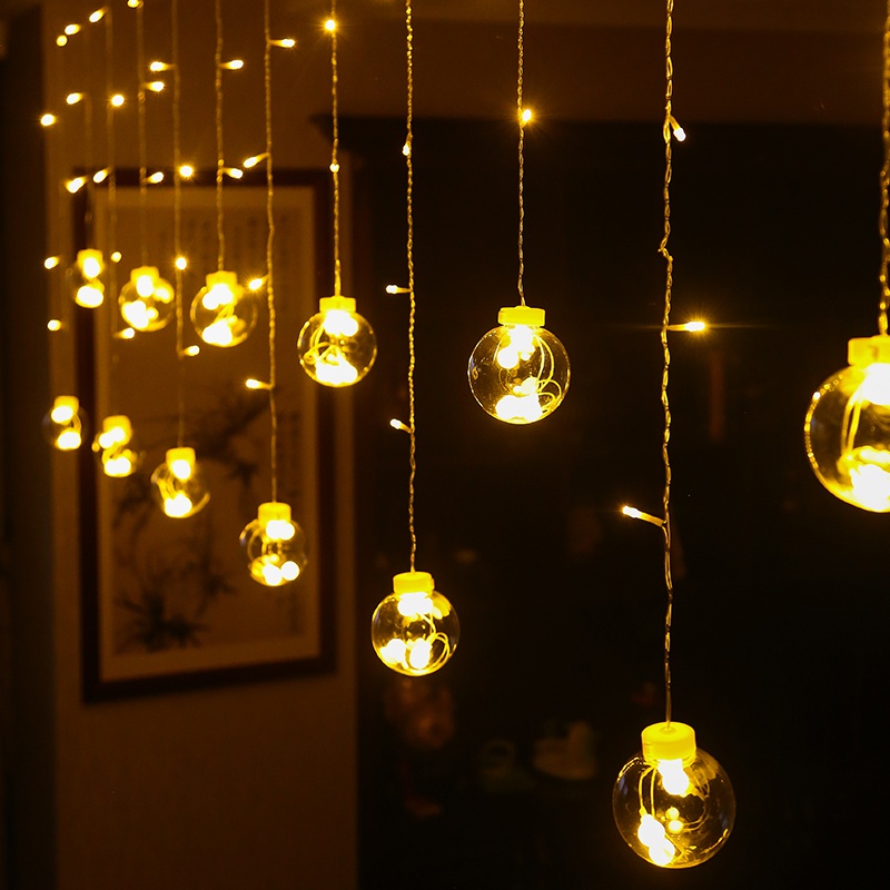 led圆球小彩灯闪灯串灯婚庆房间布置装饰灯窗帘q挂灯满天星星灯串