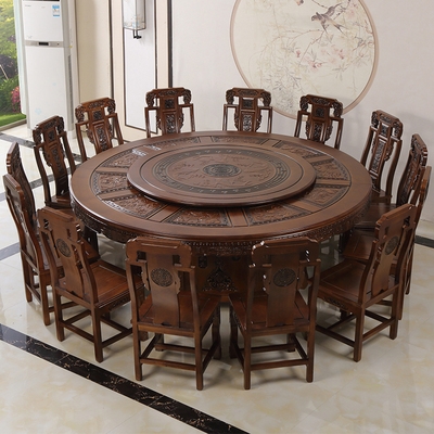 【实木大餐桌圆桌15人电动图片】实木大餐桌圆桌15人电动图片大全_好