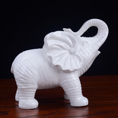 陶瓷大象摆件夫妻招财镇宅吉祥风水象玄关白色办公室电视柜摆设品
