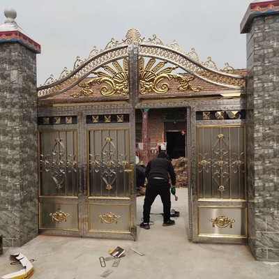 新款不锈钢庭院门别墅户i外对开封闭院墙门自建房围墙家用农村大