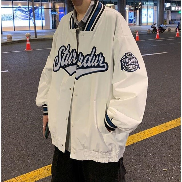 春夏美式潮牌拼色情侣ins潮流夹克