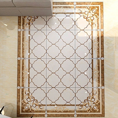 客厅地砖欧式拼花瓷砖玄关地板砖走廊过道花砖镀金无限拼抛金砖.