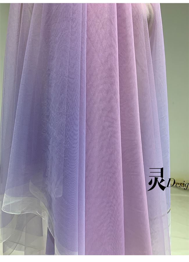 紫色渐变网纱布料加密软纱礼服连衣裙头纱汉服高档服装设计d师面