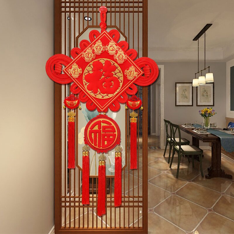 新年家庭装饰高级中国结客厅玄关电视背景墙挂件大号流苏平安结福