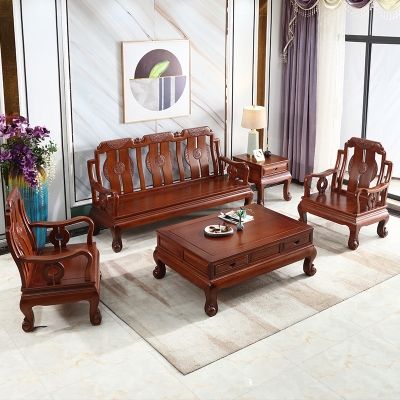 三人位实木沙发花梨木图片