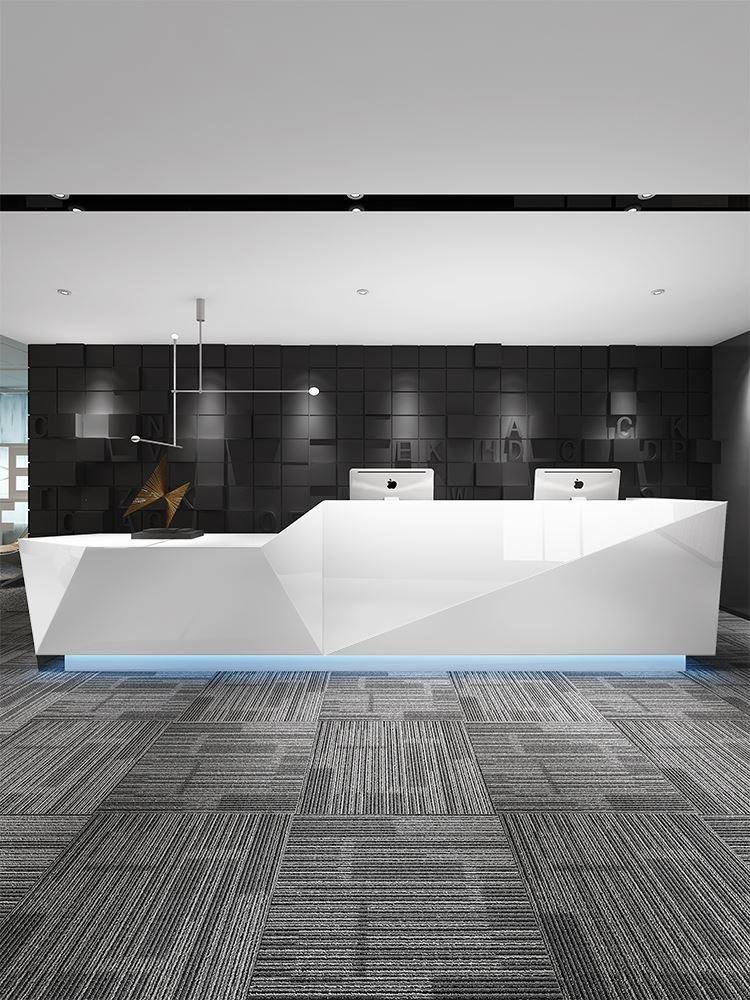 收银台定制前台接待台公司迎宾烤漆办公桌高低吧台简约现代美容院