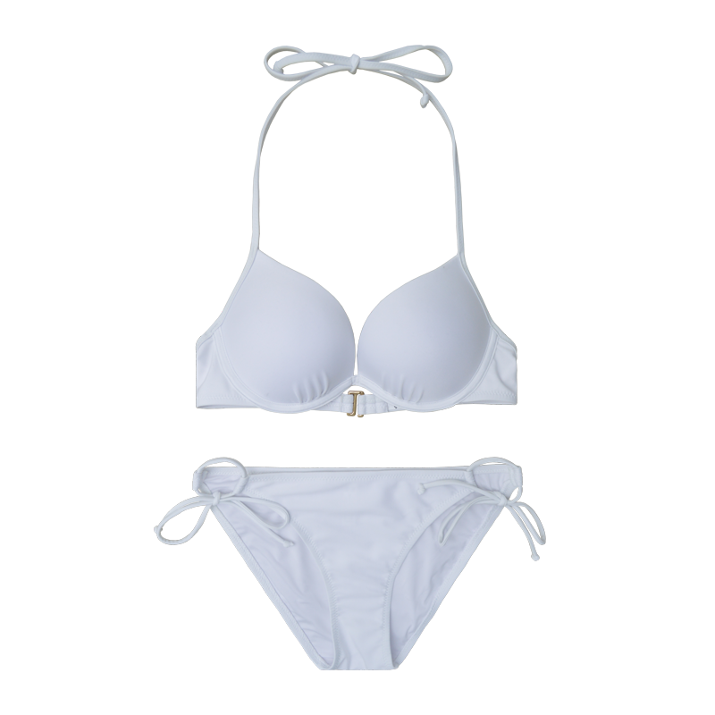 泳衣比基尼白色聚拢式小性感女新款三点泳装时尚2021年温泉分体胸