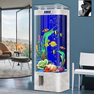 鱼缸客厅2024新款家用小型轻奢电视柜旁落地立式免换水生态水族箱