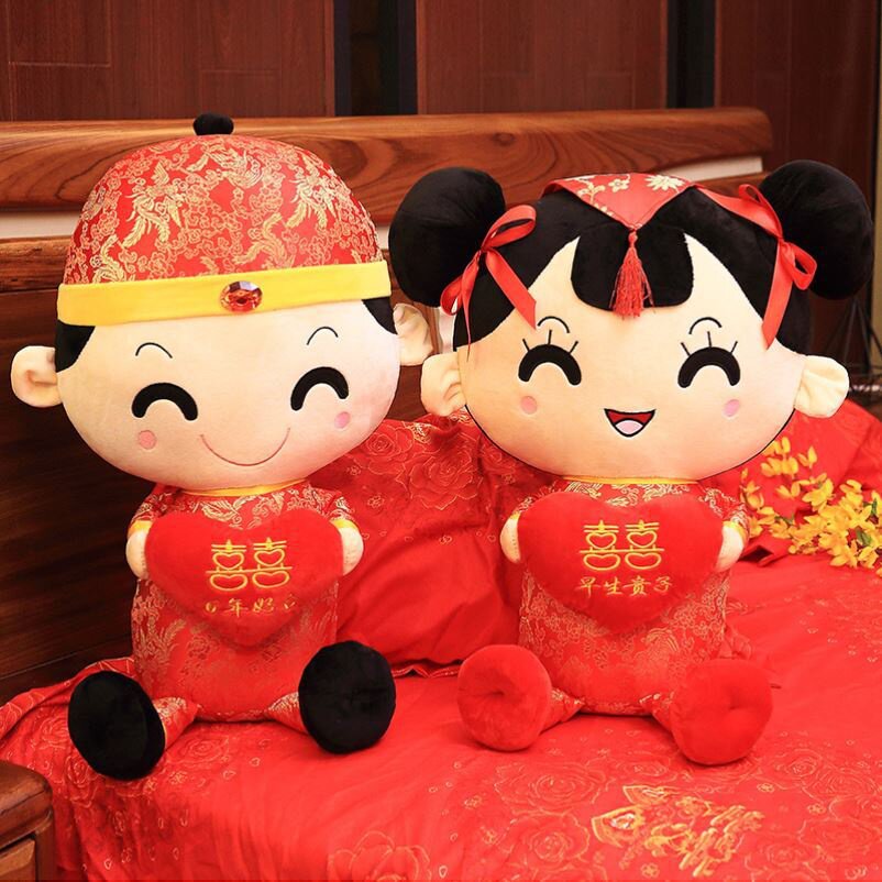 儿童布娃娃男生版玩偶人形情侣婚庆压床娃娃一对结婚小公仔女男