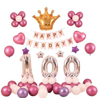 100天纪念日布置百天装饰宝宝背景墙百天宴公主生日场景1周岁女