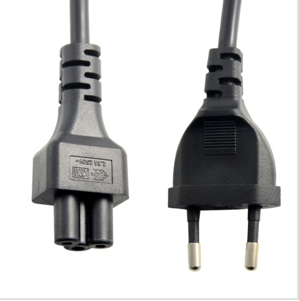 超短笔记本适配器梅花花尾电源线欧标-c5 梅全铜优质0.3米欧l规