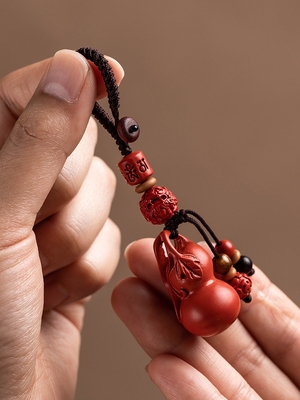 朱砂禄钥匙男女天然保真平安挂件件福扣财源挂饰葫芦貔貅e汽车挂