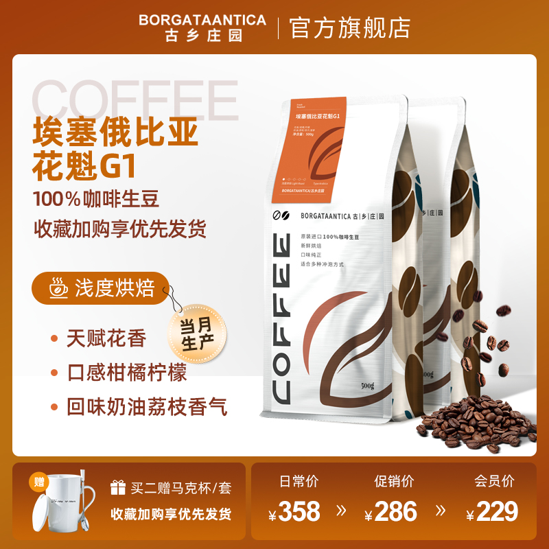 古乡庄园浅度烘焙单品咖啡豆产区埃塞俄比亚·古伎日晒法500g/袋