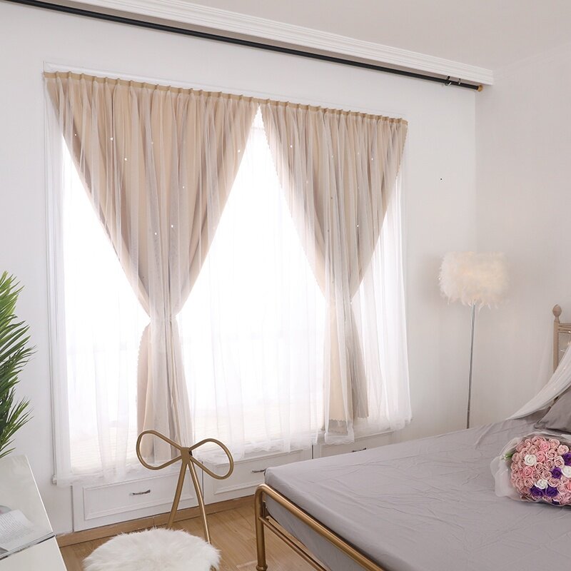 阳台半截窗帘2021年新款主卧飘窗沙窗帘免钉纱帘短款半帘魔术贴