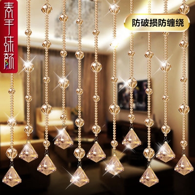 门帘水晶珠帘免打孔家用卧室欧式隔断帘子卫生间加密水晶门帘珠.