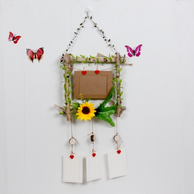 新品干树枝墙面照片夹挂饰桦木照片墙装饰麻绳夹子挂墙幼儿园环创