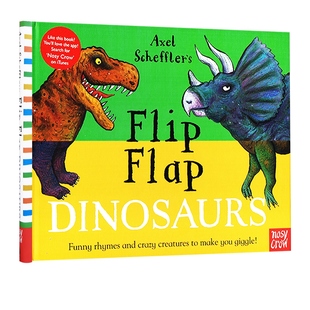 英文原版 Flip Flap Dinosaurs 小手乐乐趣味翻翻书 螺旋装帧 纸板翻翻书 低幼韵律启蒙 Axel Scheffler 趣味想象力图画绘本