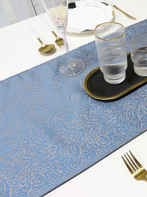 高档蓝色桌旗欧式高档奢华时尚餐桌布现代简约长方形家用北欧桌旗