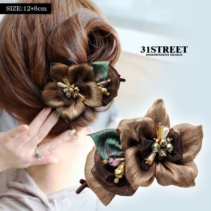 头花饰品发饰淑女百搭布艺中年女发夹妈妈盘发后脑勺发夹韩版