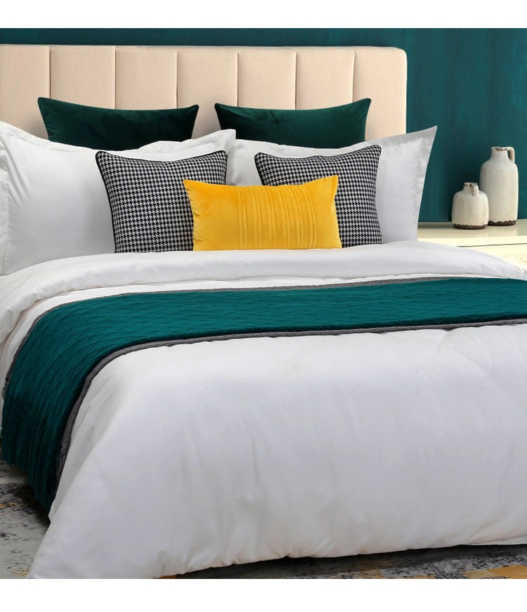 现代轻奢北欧绿色床品套件后现代轻奢样板房软装床上用品多件套