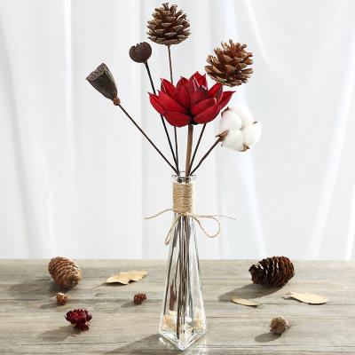 天然干花装饰花束家居摆设小清新北欧棉花套装x莲蓬插花瓶摆件