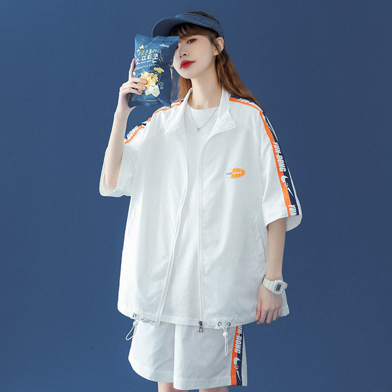 夏季薄款休闲套装女chic外套短裤运动服两件套港风洋气短袖复