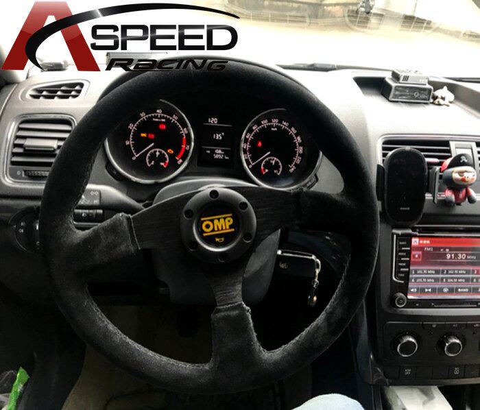 14寸方向盘汽车改装磨砂皮方向盘omp赛车方向盘竞技通用方向盘