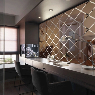 菱形镜子_亚克力3立体镜面墙贴自粘创意客餐厅电视背景墙菱形网红镜子