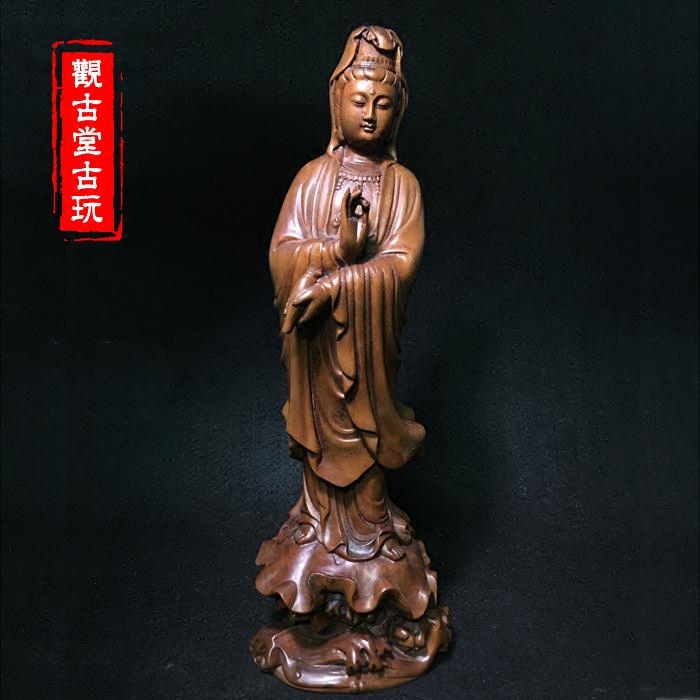 老木雕观音像图片