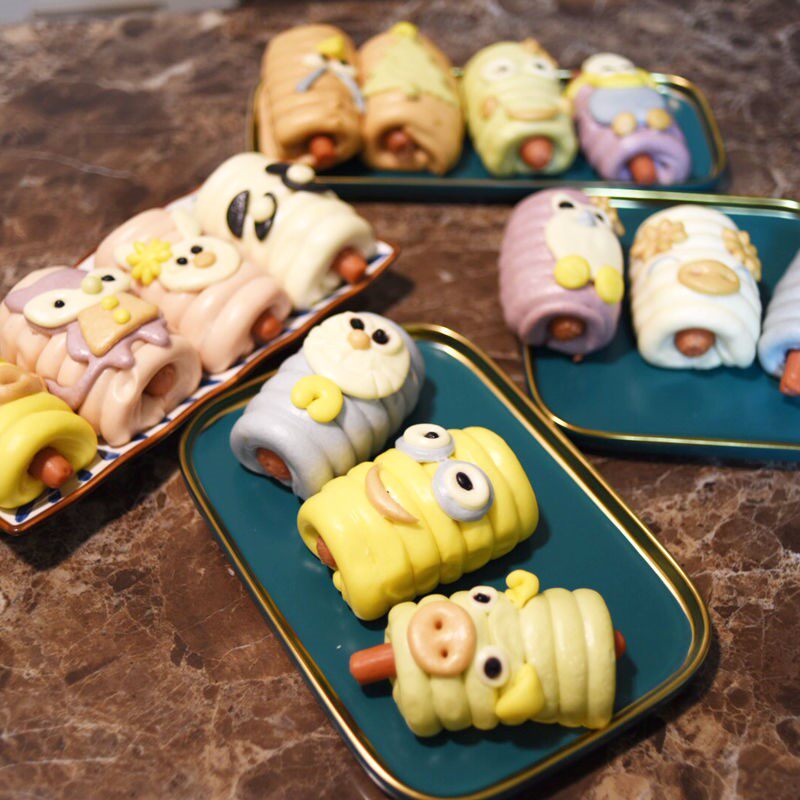 [现做现发]纯手工无添加蔬菜卡通热狗卷香肠卷可口营养早餐小馒头