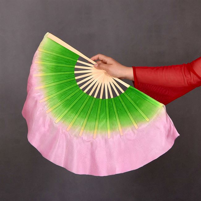 真丝幼儿舞蹈扇子儿童专用跳舞扇双面渐变色古典舞广场舞秧歌扇.