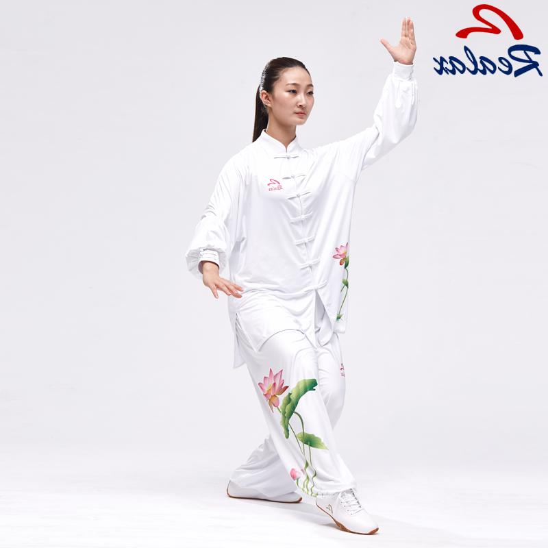 正品瑞莱士牛奶丝太极服女春夏太极拳服比赛服荷花练功服武术表演