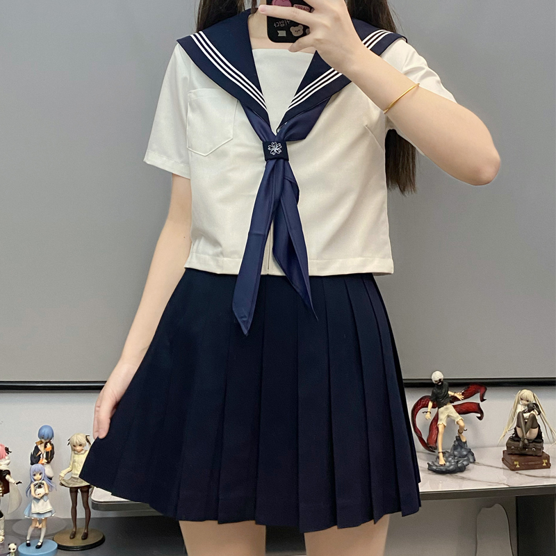 白黑三本JK制服裙基础款秋柚语水手服不良日系学院风套装短袖长裙