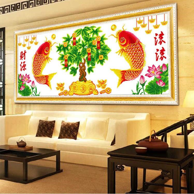 十字绣客厅财源滚滚图片